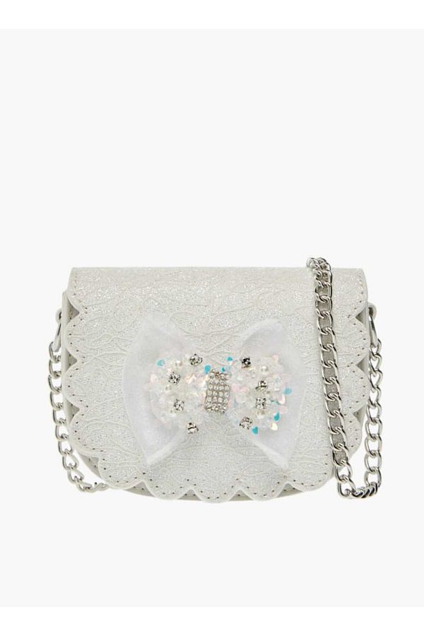 Little Missy-Bow Accent Crossbody Bag with Chain Strap and Button Closure 1