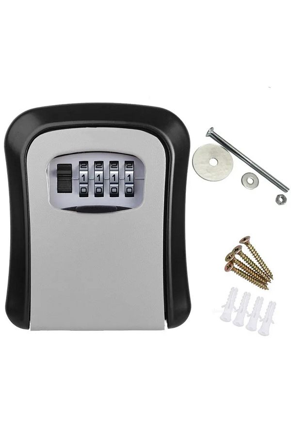 Choice-GRAY Wall Mount Key Lock Box 4 Digit Password Code Security Lock No Key for Home Office Key Safe Sec 1