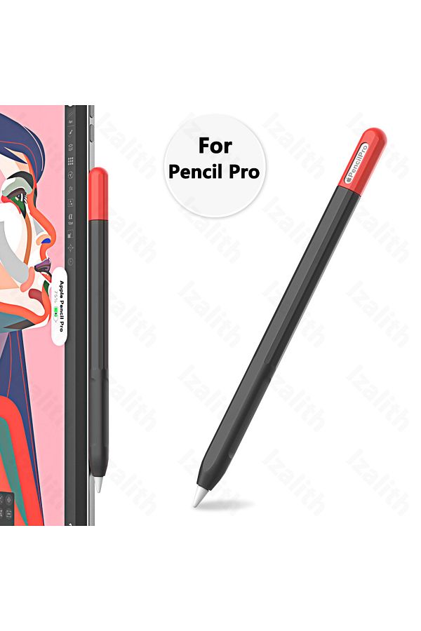 Choice-Black Red Pencil Case For Apple Pencil Pro Color Matching Soft Silicone Ultra Thin Protective Cover 1