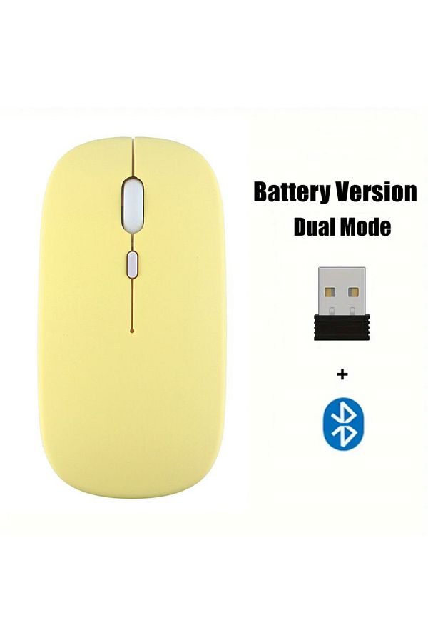 congdi-Yellow Portable Wireless Mouse Bluetooth-compatible 2.4GHz Dual Modes Computer Mice with Nano Receiv 1