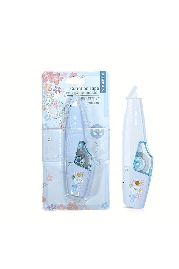 Choice-Light Blue KHINSUN School Correction Tape with Refill Pen Style White Out Corrector Easy Replaceable 1