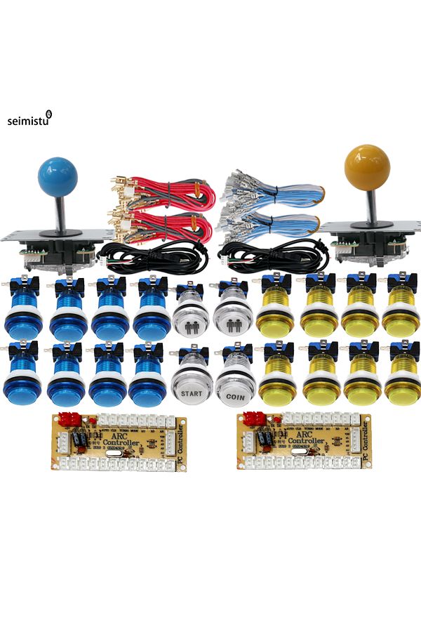 Choice-yellow-blue DIY PC Raspberry Pi Arcade joystick Game Kit  With LED Push Button American Style Joysti 1