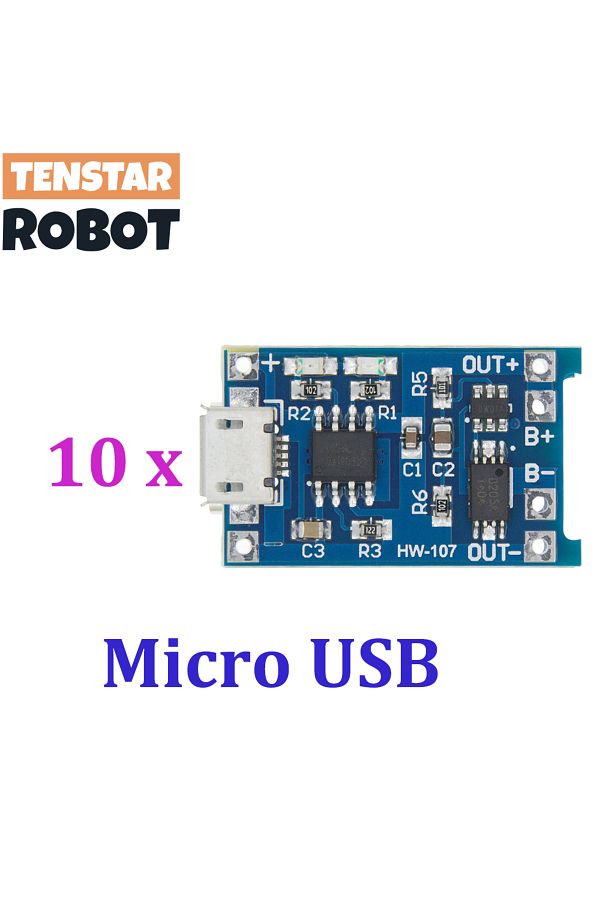 TENSTAR ROBOT-10 قطع مايكرو Tp4056 حماية وظائف مزدوجة 5 فولت 1 أمبير مايكرو USB 18650 لوحة شحن بطارية ليثيوم C 1