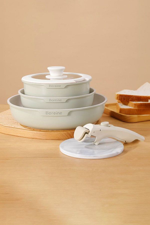 Boreine-Ecolon Cap.5 Pieces - Non-Stick Cookware Set with Removable Handle Cin610ys 1