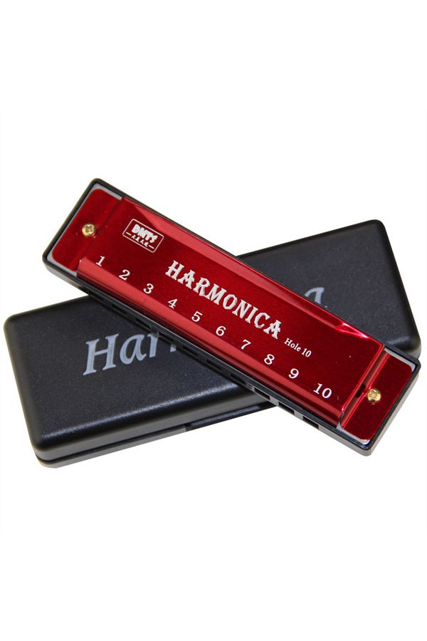 Miwayer-Red Harmonica Key of C 10 Hole Diatonic Harmonica C with Case for Beginner Students Kids Gift with C 1