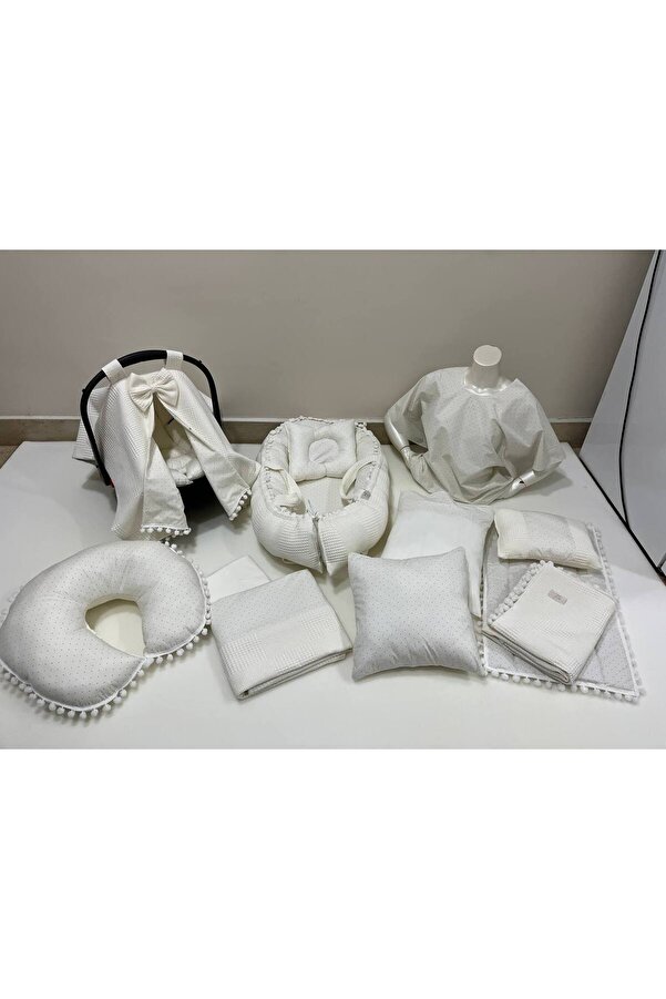 BUSEBABYHOME Çok Amaçlı Babynest , Puset Örtüsü , Alt Açma Ve Battaniye, Nevresim Takımı 15'li Set Bebek Çeyizi