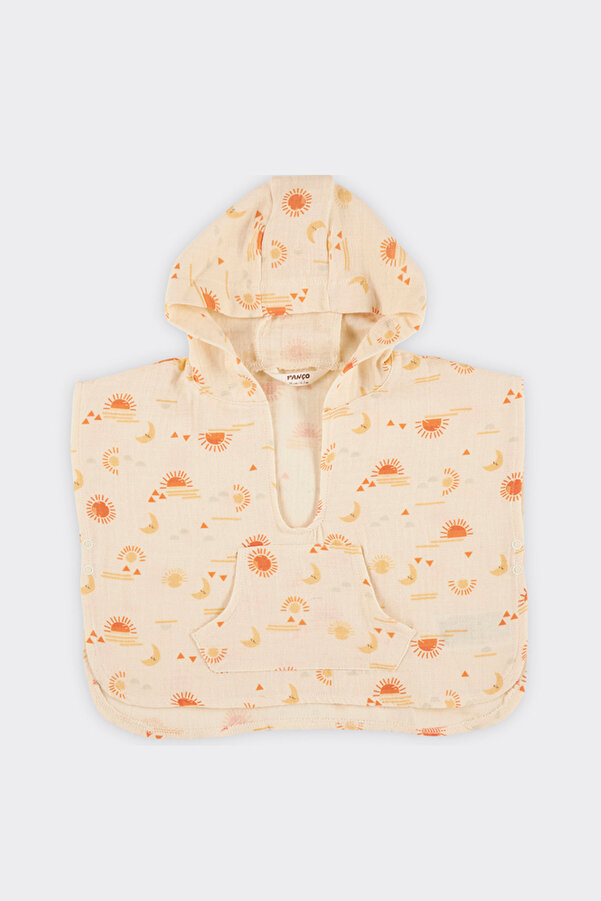 Panço Yenidoğan Kapüşonlu Ekru Müslin Bornoz