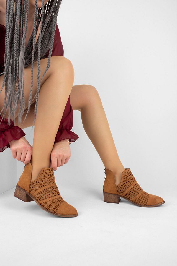 Lal Shoes & Bags-Cizme perforate de vară Gwen pentru femei-brun 1
