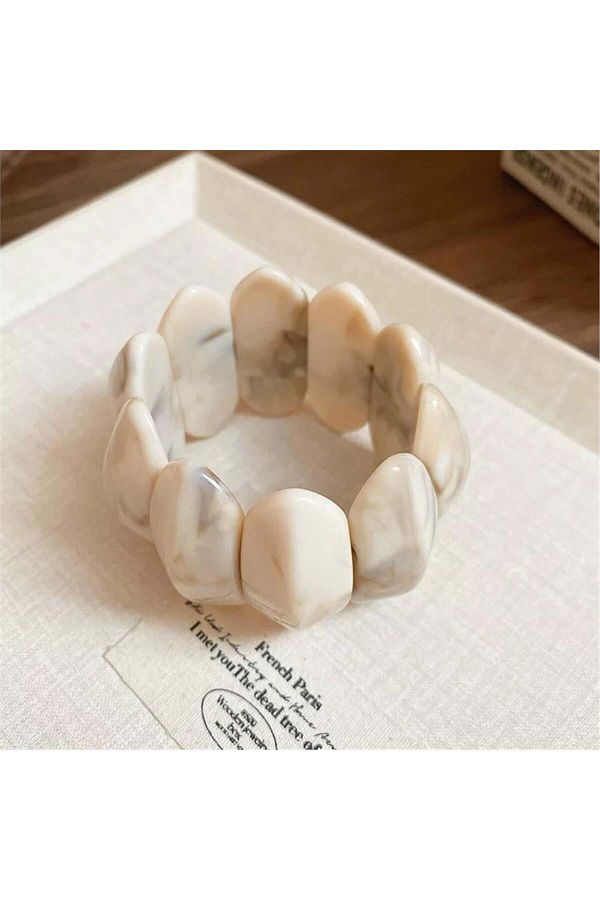 Pelin Aksesuar-Cream Thick Elastic Plexiglass Bone Bracelet 1