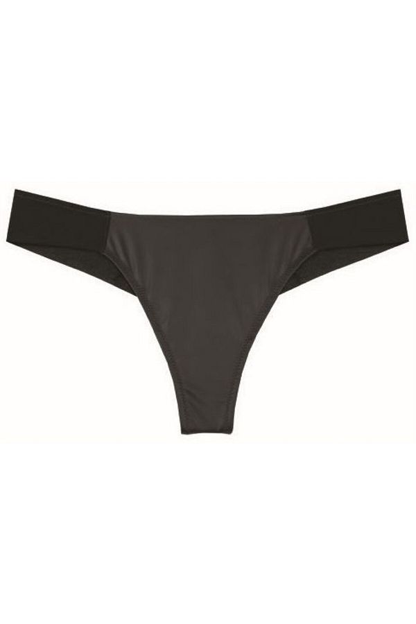Magic Form-459 Brazilian String Panties with Leather Fabric - Black 1