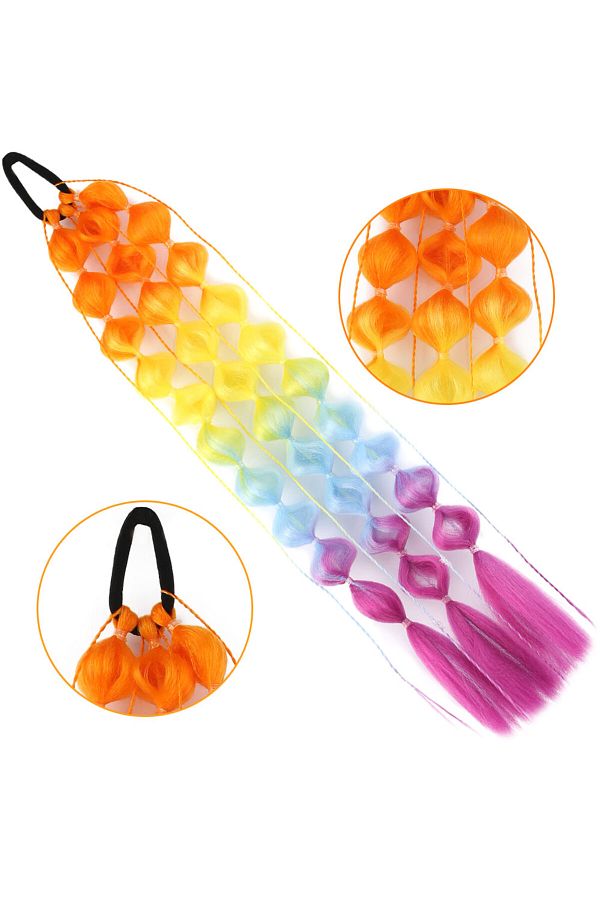Mina Peruk-Balloon Braided Glitter Elastic Ponytail - Acm27 1