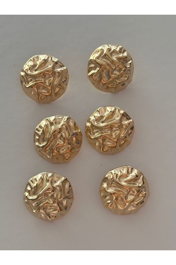 ODDA TASARIM ATÖLYESİ-Top Wrinkled Model Light Gold Metal 6-Piece Button Set 1