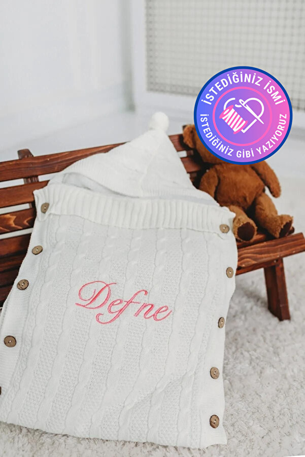 tinykiddesign Welsoft Bebek Kundağı Triko Ekru Örgülü Içi Peluş Istediğiniz Ismi Nakışla Yazıyoruz