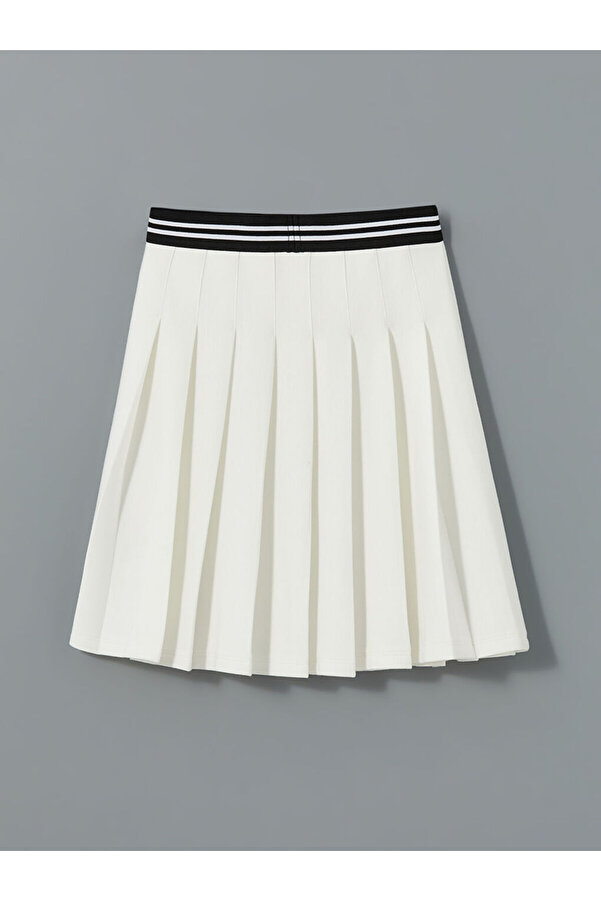 LC Waikiki Lcw Kids Ecru Elastic Waist Pleated Girls Skirt- Trendyol