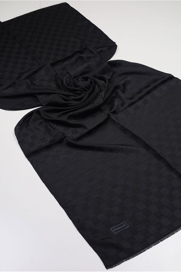 PİRAMİT-Pyramid Monogram Floss Shawl - Pattern-03 - Black 1
