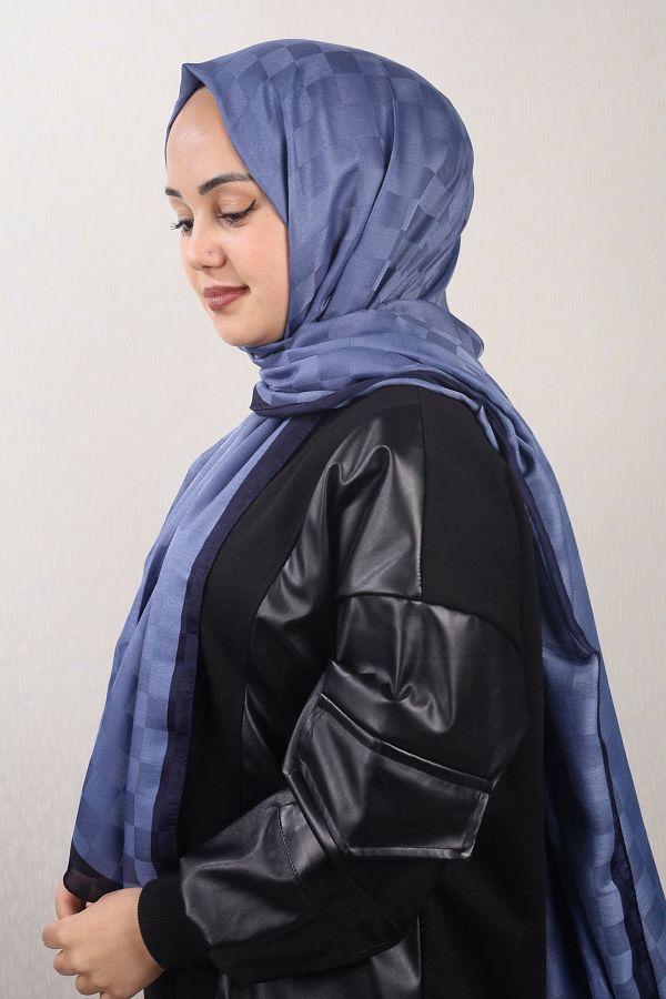 PİRAMİT-Pyramid Patterned Checkers Shawl - Pattern-01 - Color-25 1