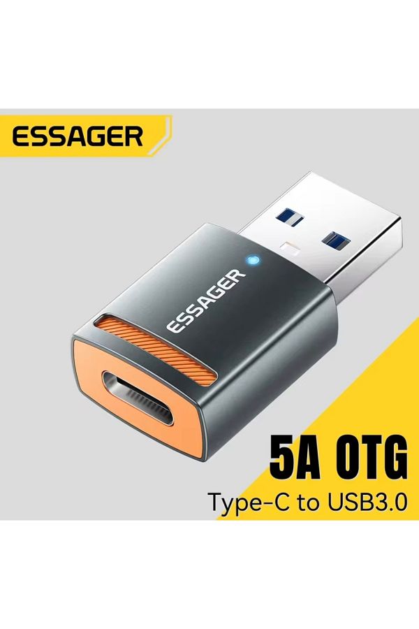 essager-USB 3.0 to Type-C 5A 5Gbps Fast Converter Adapter, New Generation Led Light Converter 1