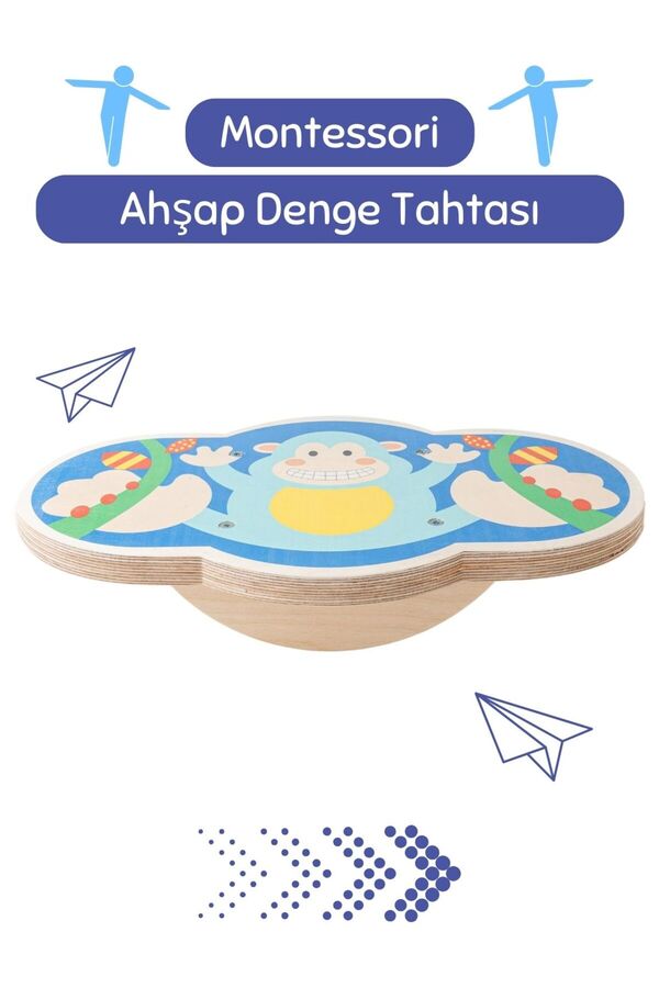 Hopiers Ahşap Denge Tahtası / 1+ Yaş / Montessori Eğitici ve Öğretici Çocuk Denge Oyunu / Güvenli,Eğlenceli