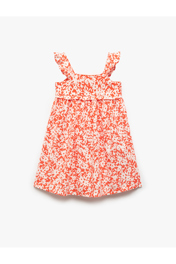 Koton Kare Yaka Çiçek Desenli Askılı A Kesim Viskon Elbise