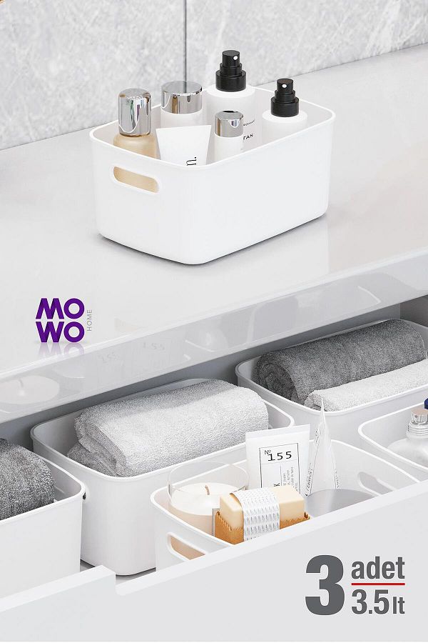 Mowo Home-Retro 3-Piece 3.5 Lt Basket, Mesh, Drawer, Closet Organizer and Storage Box 1
