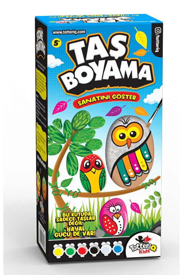 TOTTERİQ Taş Boyama Seti (6 Renk Akrilik Boya-Fırça Aktivite Seti)