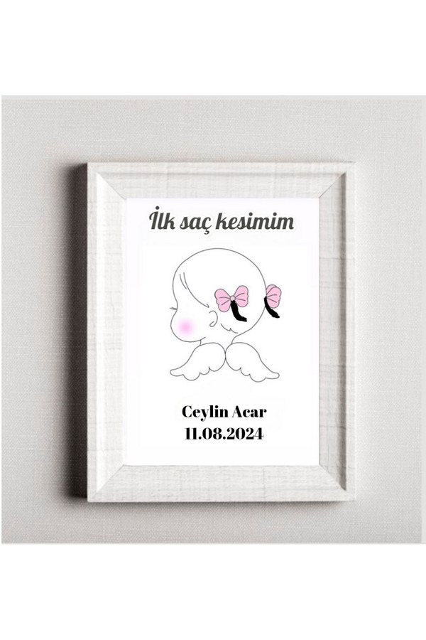 Glintist İlk Saçım Bebek Anı Kartı Bebeğimin İlk Saçı Hatıra Kartı ( Çerçevesizdir )