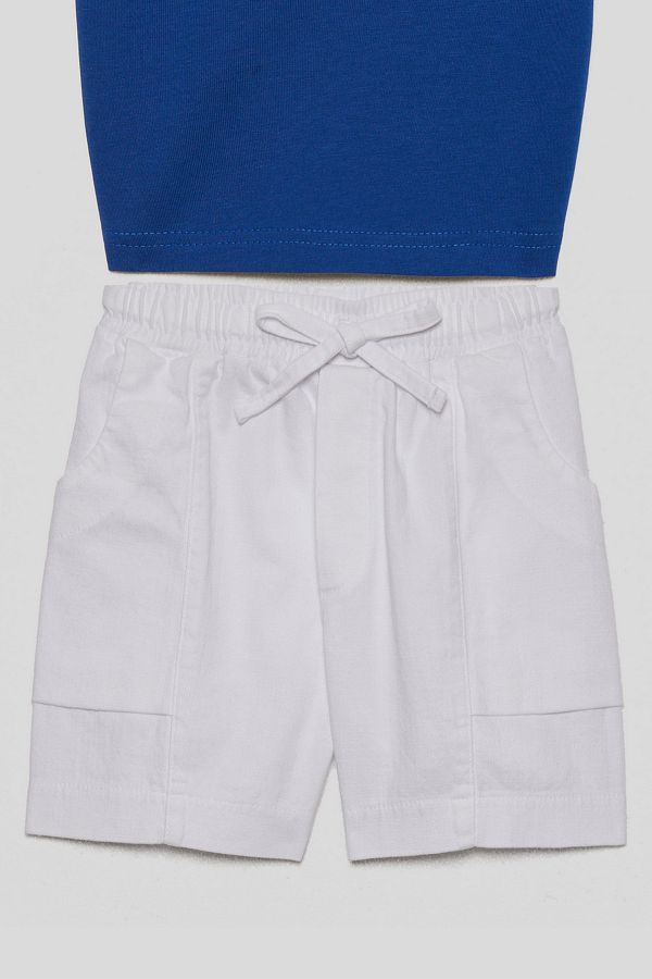 nk kids-Pantaloni scurți casual pentru băieți, din bumbac, cu talie elastică, cu șireturi, cu buzunare 1
