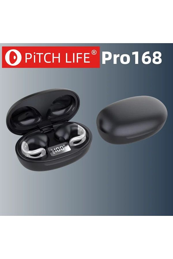 Choice-black Pro168 PiTCHLIFE,Earclip Bluetooth Headset RGB TouchLight,High Quality Earplugs Anti Sweat HD 1