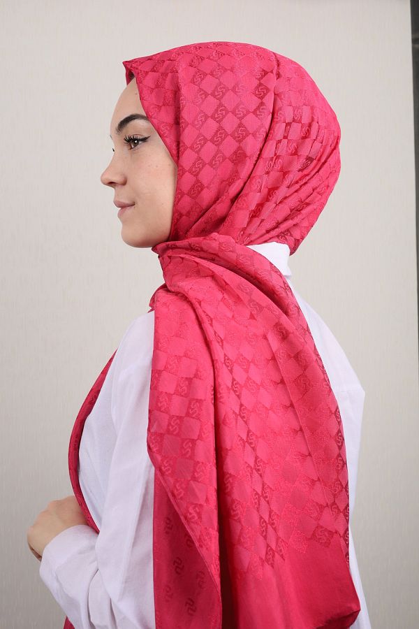 PİRAMİT-Pyramid Self Patterned Monogram Shawl - Pattern-01 - Color-05 1