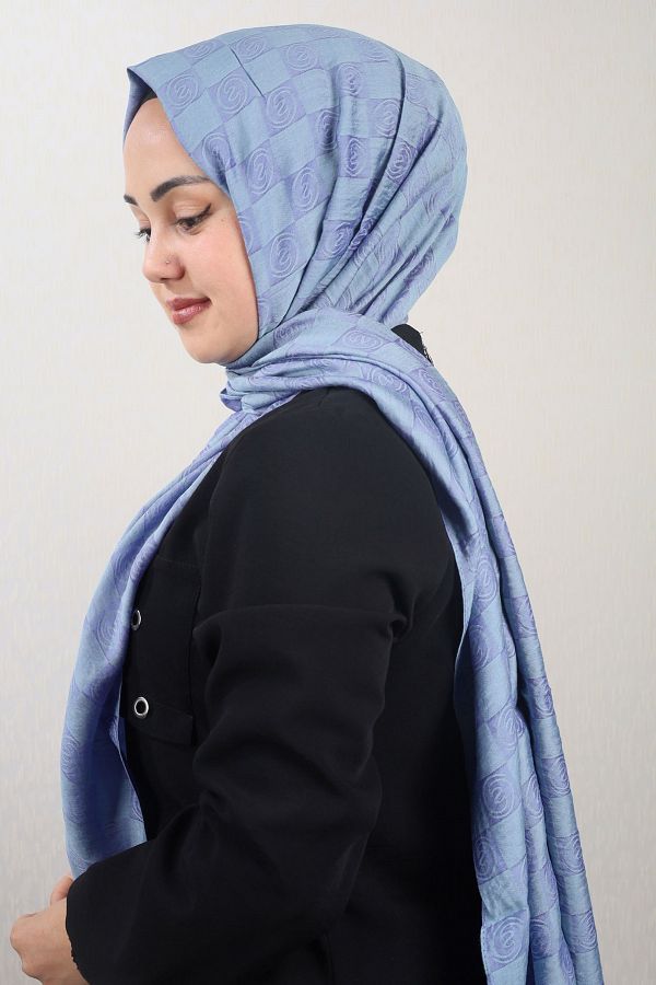 SAPPHIRE-Patterned Checkers Shawl - Pattern-01 - Color-01 1