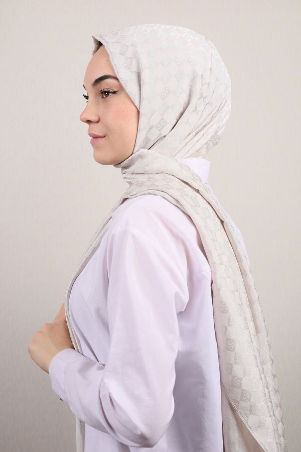 PİRAMİT-Pyramid Self Patterned Monogram Shawl - Pattern-01 - Color-09 1