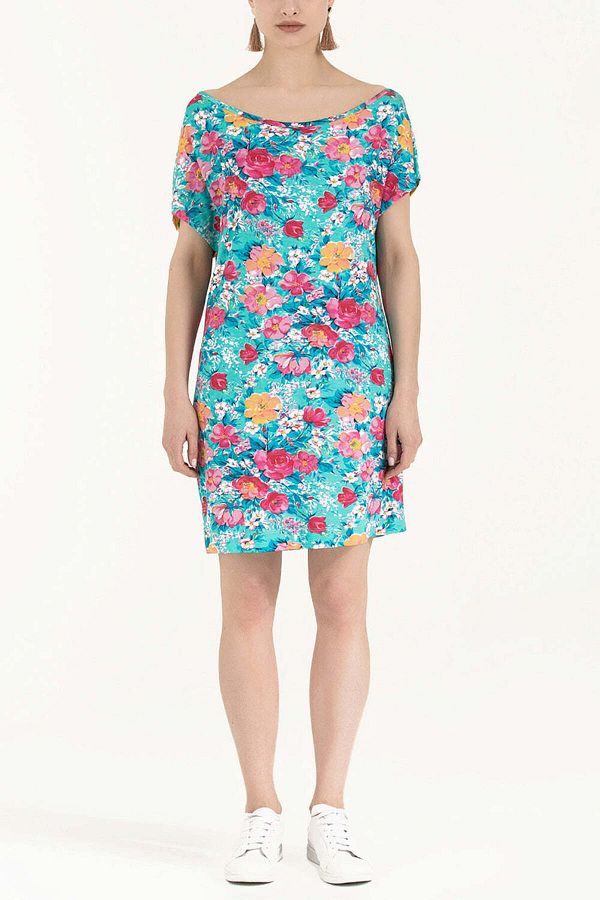 SOCIETA-Blue Patterned Knitted Mini Dress 91021 1