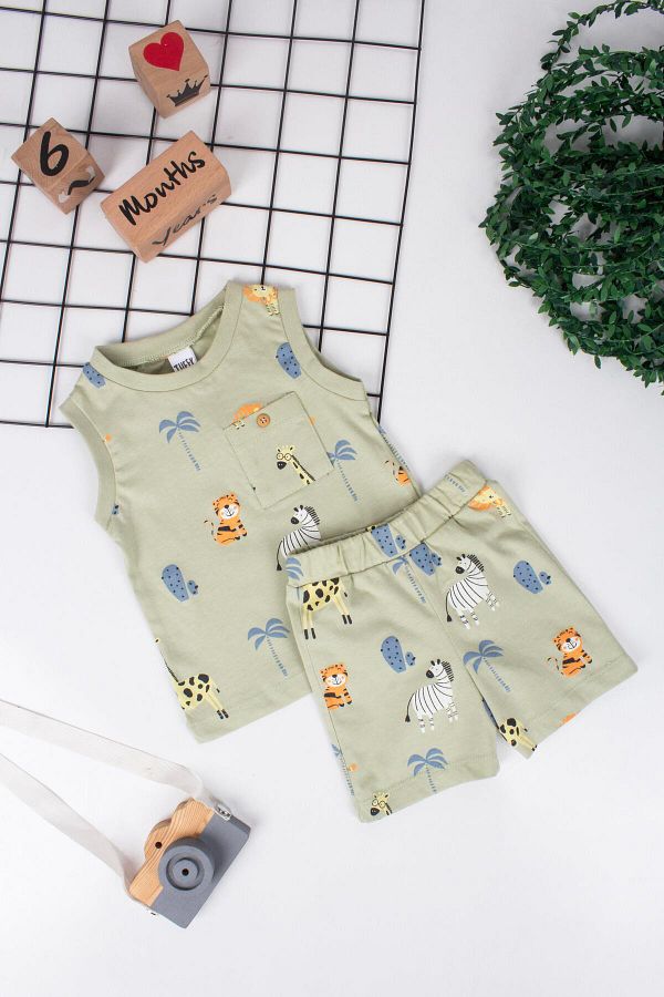 TRENDİMİZBİR-Animal Themed Shorts Set for Baby Boy 1