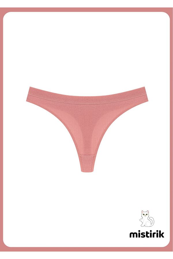 MİSTİRİK-Paulo Model Flexible and Soft Corded String Model Sports Panties Pastel Pink Color 1