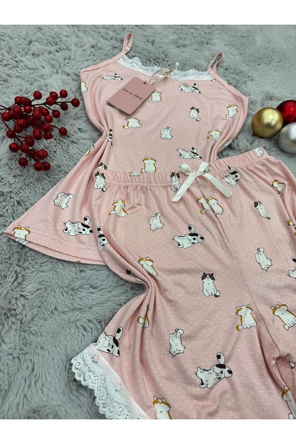 pijamaworld-Viscose Soft Fabric Pajama Set with Ip Strap Shorts 1