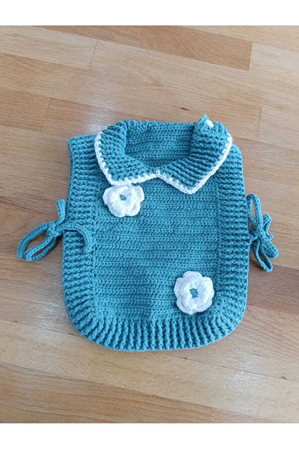 Merve ÖZTÜRK Bebek Organik Süveter Yandan Bağcıklı Yelek süveter kız bebek