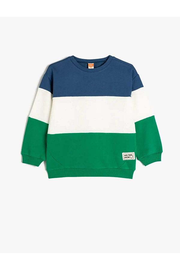 Koton-Βαμβακερό φούτερ Color Block Μακρυμάνικο Crew Neck 1