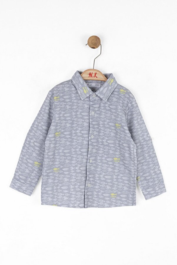 NK Erkek Bebek Sardina Gömlek 1-4 Yaş Gri