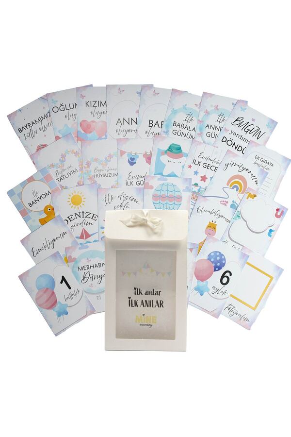 Mifold Mine Memory Bebek - Hamile Fotoğraf Anı Hatıra Kartı Seti 40 Adet - Hediyelik (PEMBE - MAVİ)