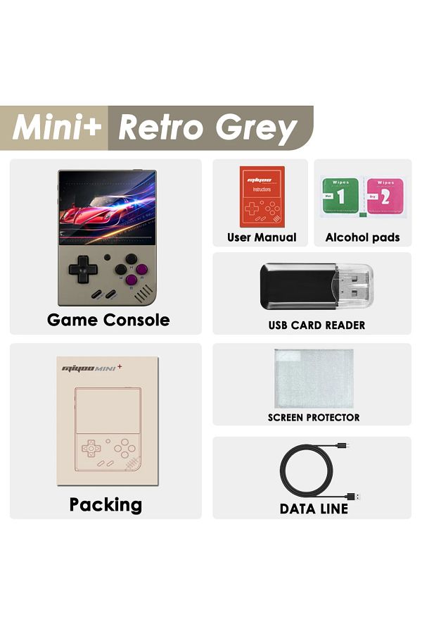 MIYOO-64G(15K Games) Retro Grey MIYOO Mini Plus Portable Retro Handheld Game Console V2 Mini+ IPS Screen C 1