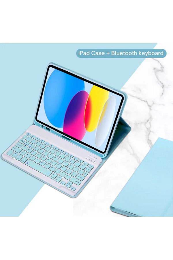 Choice-Spanish keyboard Blue For iPad 10th Generation 2022 10.9 Inch Case with Keyboard,Detachable Wireless 1