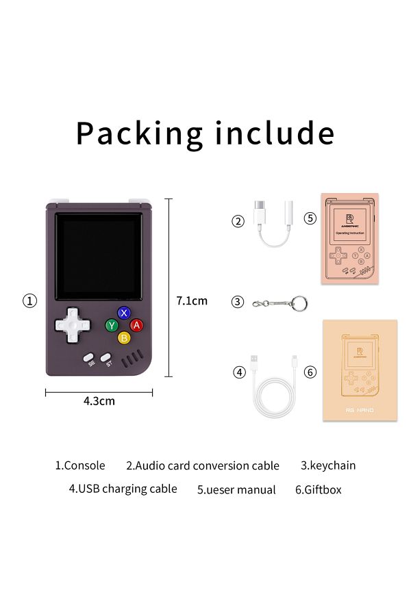 Choice-Purple Anbernic Rg Nano Retro Handheld Game Console Portable Game Console Mini Aluminum Alloy With 1 1