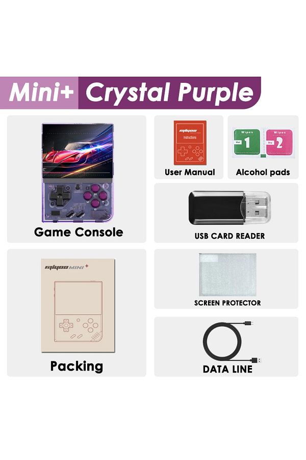 MIYOO-128G(25K Games) Crystal Purple MIYOO Mini Plus Portable Retro Handheld Game Console V2 Mini+ IPS Scr 1