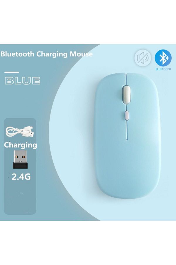 Choice-Blue Macaron Rechargeable Wireless Bluetooth Mouse 2.4G USB Mice For Android Windows Tablet Laptop N 1