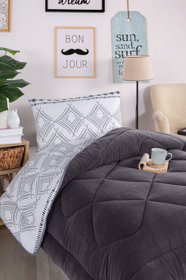 Eponj Home-Single Comfort Set New Generation Wellsoft Quilt 2 Piece Lima Anthracite 1