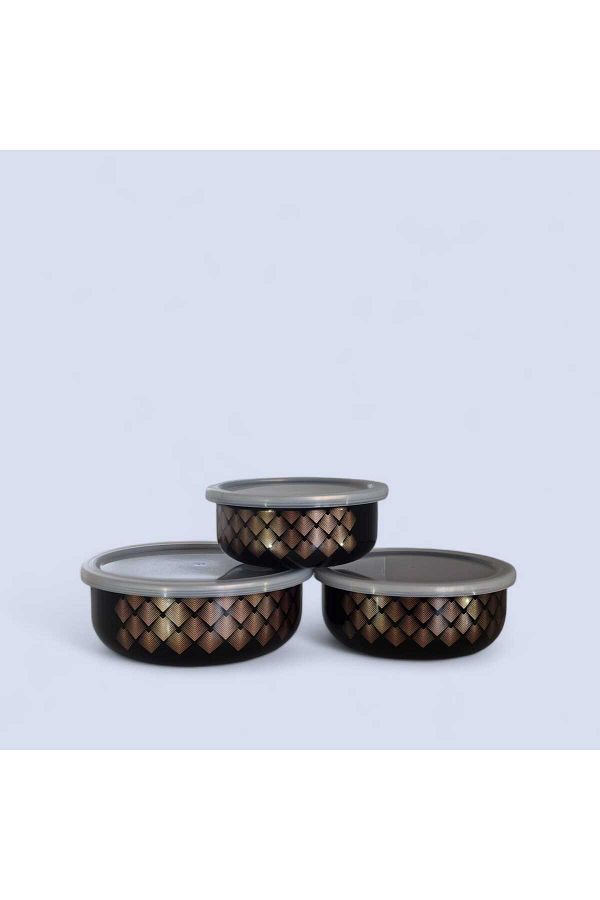 qussine-Luxury Enamel 3 Size Storage Container, Airtight Enamel Storage Container Organizer 1