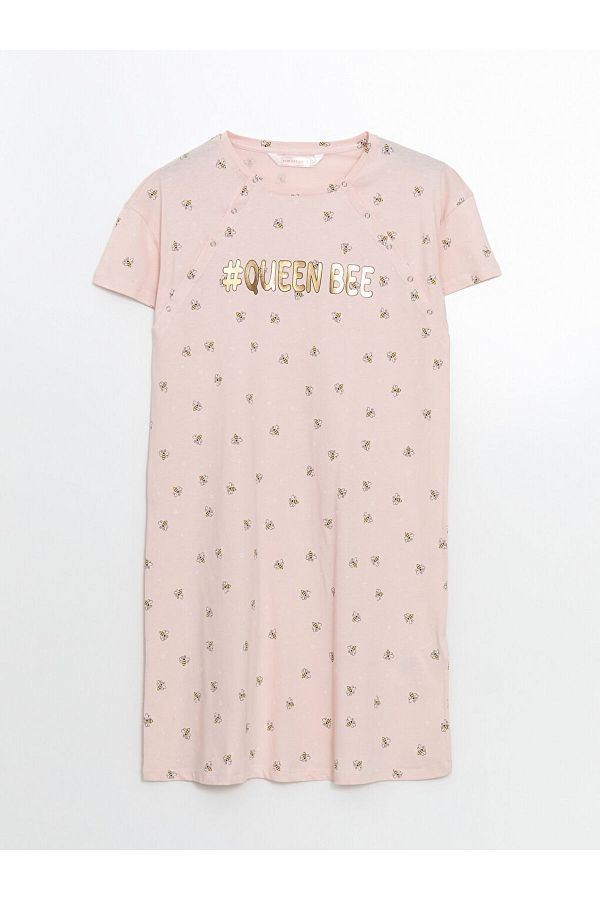 LC Waikiki-Lcw Crew Neck Printed Maternity Nightgown 1