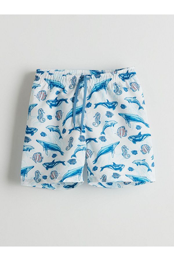 LC Waikiki-Lcw Printed Boys' Swim Shorts with Elastic Waist 1
