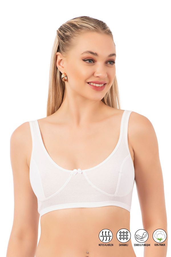 ÖZKAN underwear-Özkan 0564 Дамски памучен сутиен с празна чашка, без кабели, без кабели и дебели презрамки, половин потник 1