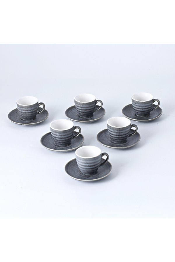 sharpdo-12-Piece Kiln Variable Glaze Process Round Linear Ceramic 100 ml Cup And Saucer 1